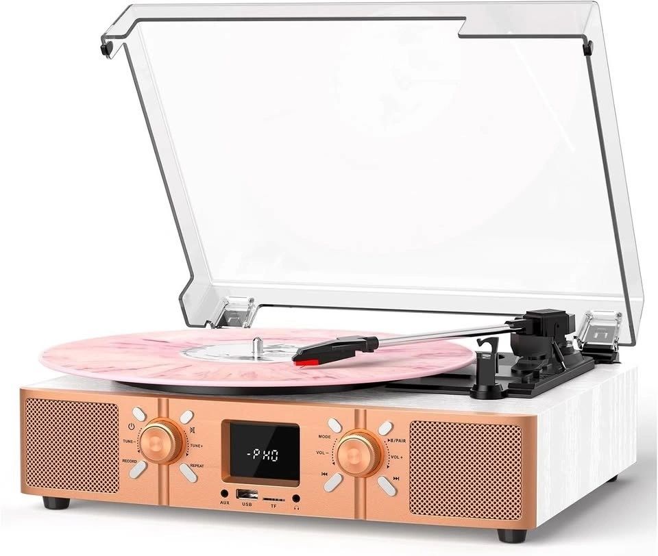 Tocadiscos Vinyls Link Blanco y Oro Rosa
