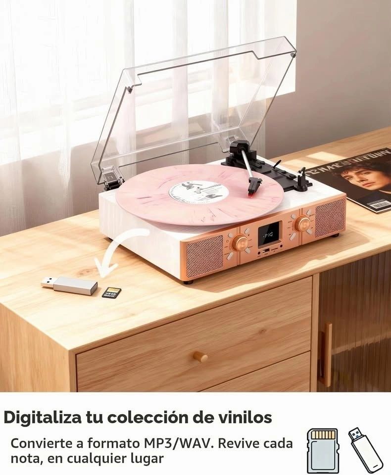 Tocadiscos Vinyls Link Blanco y Oro Rosa vista 5