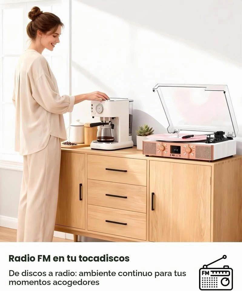 Tocadiscos Vinyls Link Blanco y Oro Rosa vista 4