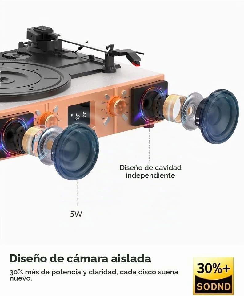 Tocadiscos Vinyls Link Blanco y Oro Rosa vista 7