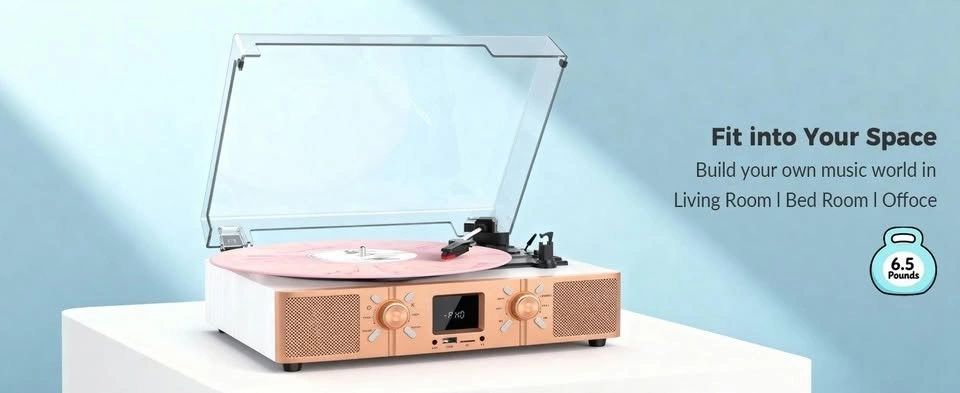 Tocadiscos Vinyls Link Blanco y Oro Rosa vista 2