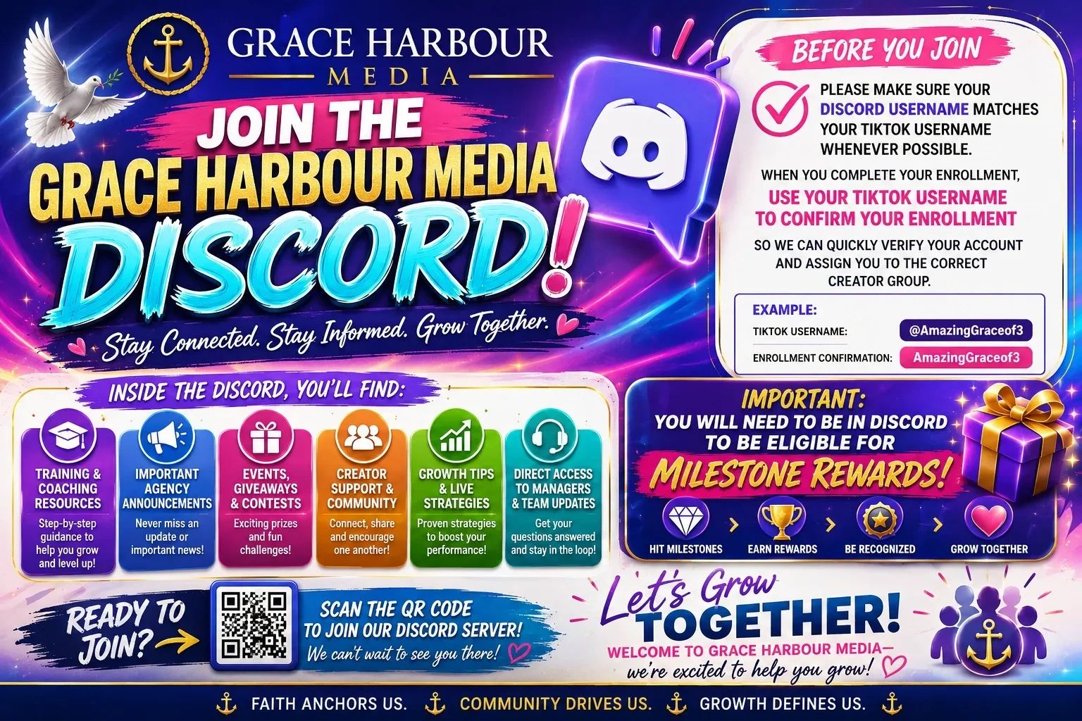 Join Grace Harbour Media Discord for rewards and growth.