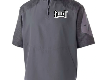 Gray short-sleeve pullover with "Select" logo on chest and zippered neck.