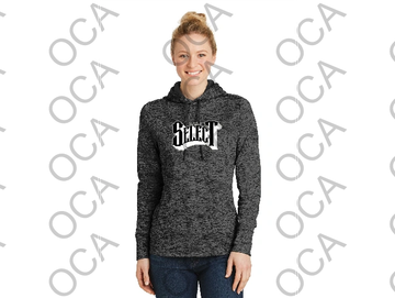 Smiling woman wearing a dark hoodie with 'SELECT' printed on it.