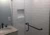 Custom Frameless Inline Door and Panel with D-Shaped Handle and Towel Bar