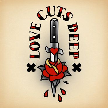 american neo trad tattoo illustration sailor jerry flash art +AB+ Aaron Black
switchblade and roses