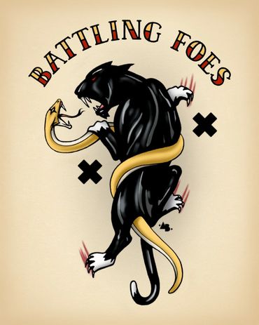 american neo trad tattoo illustration sailor jerry flash art +AB+ Aaron Black
snake black cat jaguar