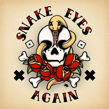 american neo trad tattoo illustration sailor jerry flash art +AB+ Aaron Black
snake, skull and dice