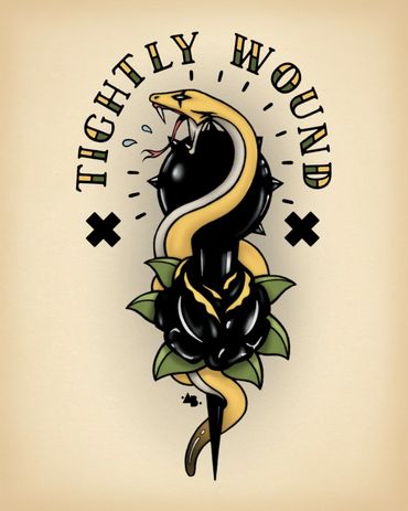 american neo trad tattoo illustration sailor jerry flash art +AB+ Aaron Black
snake, black rose 