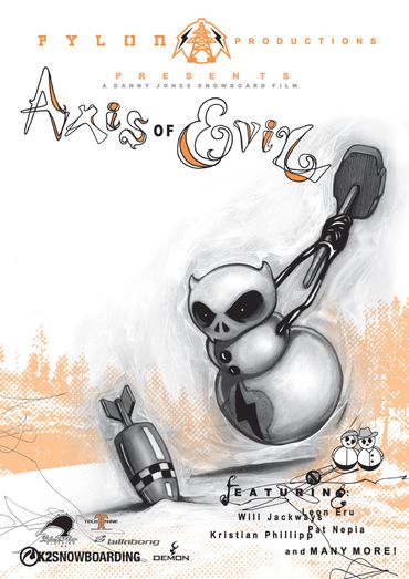 Snowboarding snowman poster flyer +AB+ Aaron Black