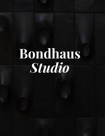 Logo of Bondhaus Studio on a dark textured background.