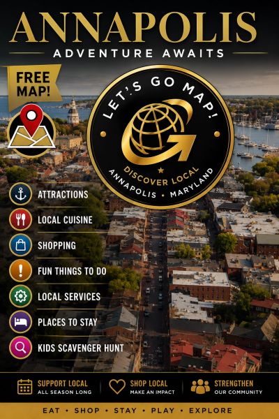 Annapolis map guide highlighting local attractions and services.
