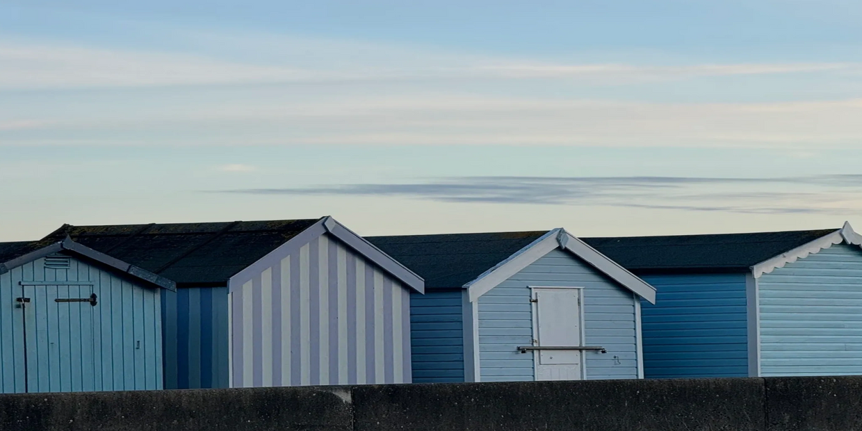 A photo of beach huts