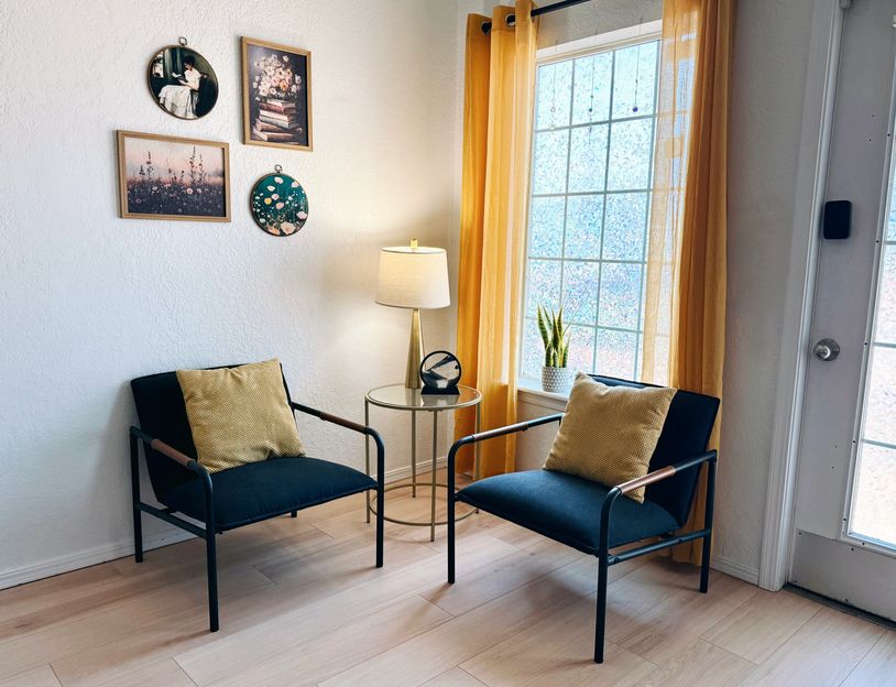 Modern and eclectic therapy office in Oklahoma City.