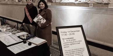 Student helpers at the Access All Senses table in the British Museum