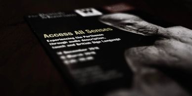 Blurred image of an 'Access All Senses' booklet