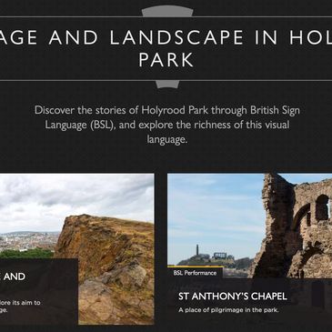The homepage of the Language and Landscape in Holyrood Park website. 