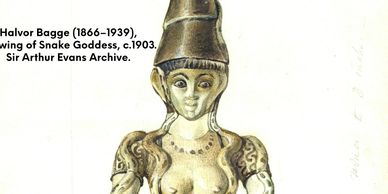 Close up head and shoulders of drawing by Bagge of Goddess from 1903