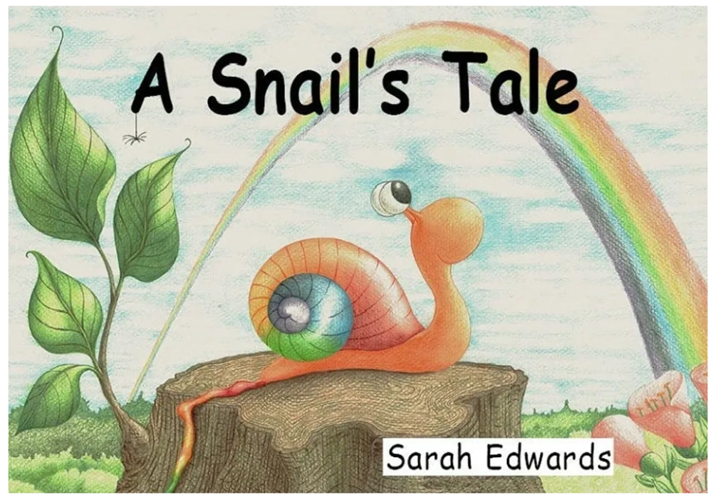 Illustrated children's book cover showing a colorful snail and rainbow.