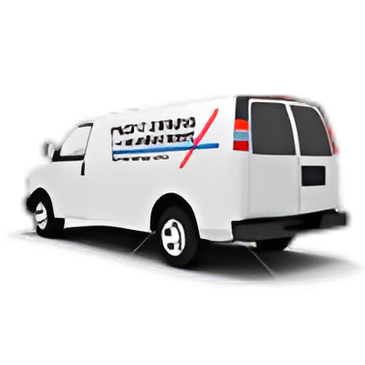 A white commercial service van with company branding.