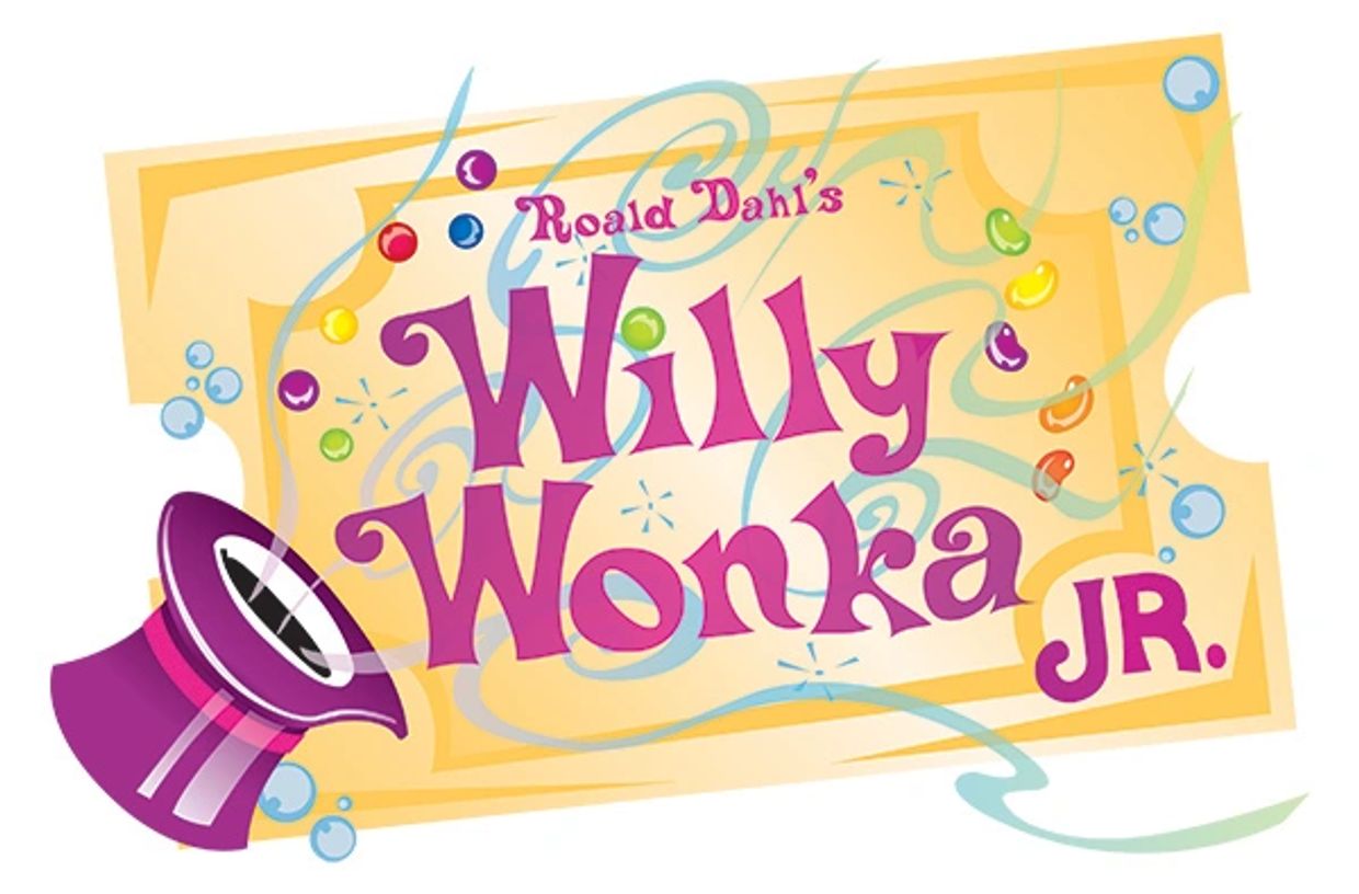 Logo for Roald Dahl's Willy Wonka Jr. musical.