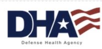 Logo of the Defense Health Agency with stylized text and an American flag motif.