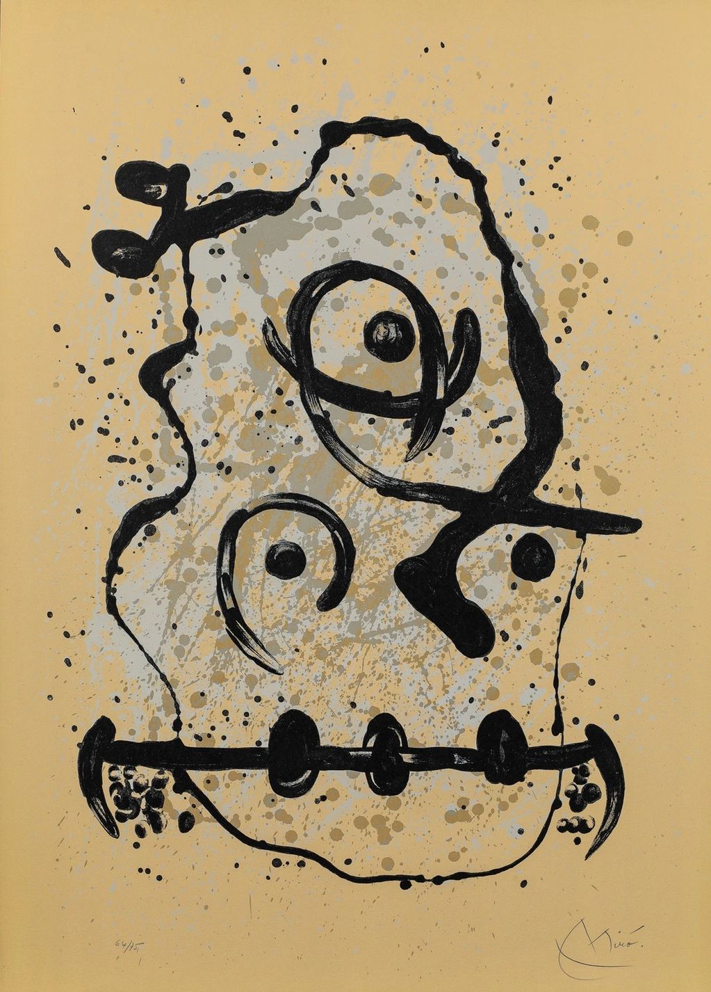 Joan Miró 
L'Homme polyglot sable 
Bibliographie : F. Mourlot, P. Cramer, Miró Lithographe, n°604