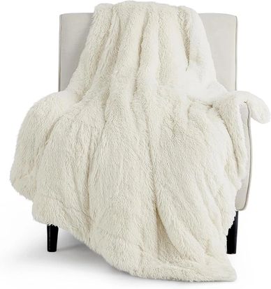 Bedsure Soft Cream Throw Blanket, 50" x 60", double-sided