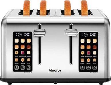 Mecity 4 Slice Toaster Touch Screen Control 4 Wide Slot, Stainless Steel 