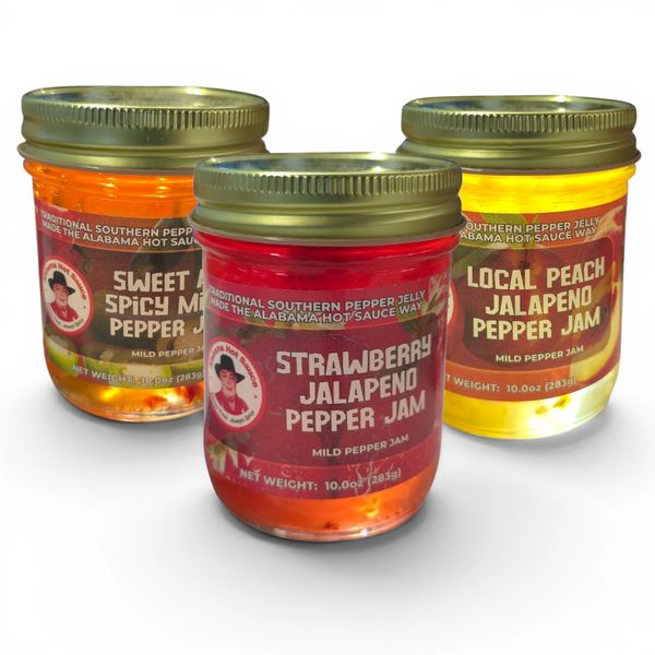 Three Jars of Alabama Hot Sauce Southern Fruit Pepper Jams