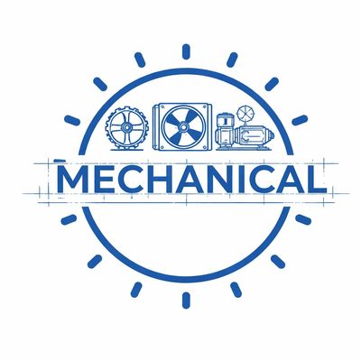 Logo depicting mechanical engineering with gears and machinery.