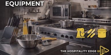 Professional commercial kitchen setup with various cooking equipment.
