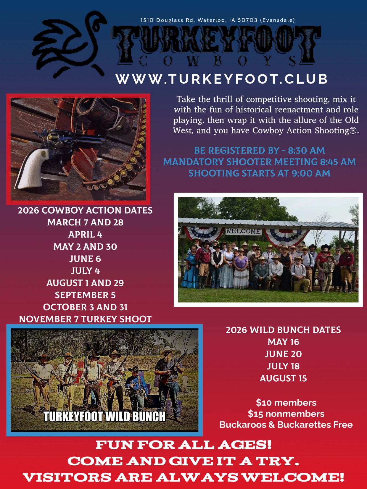Turkeyfoot Cowboys offer competitive shooting  events in 2026.