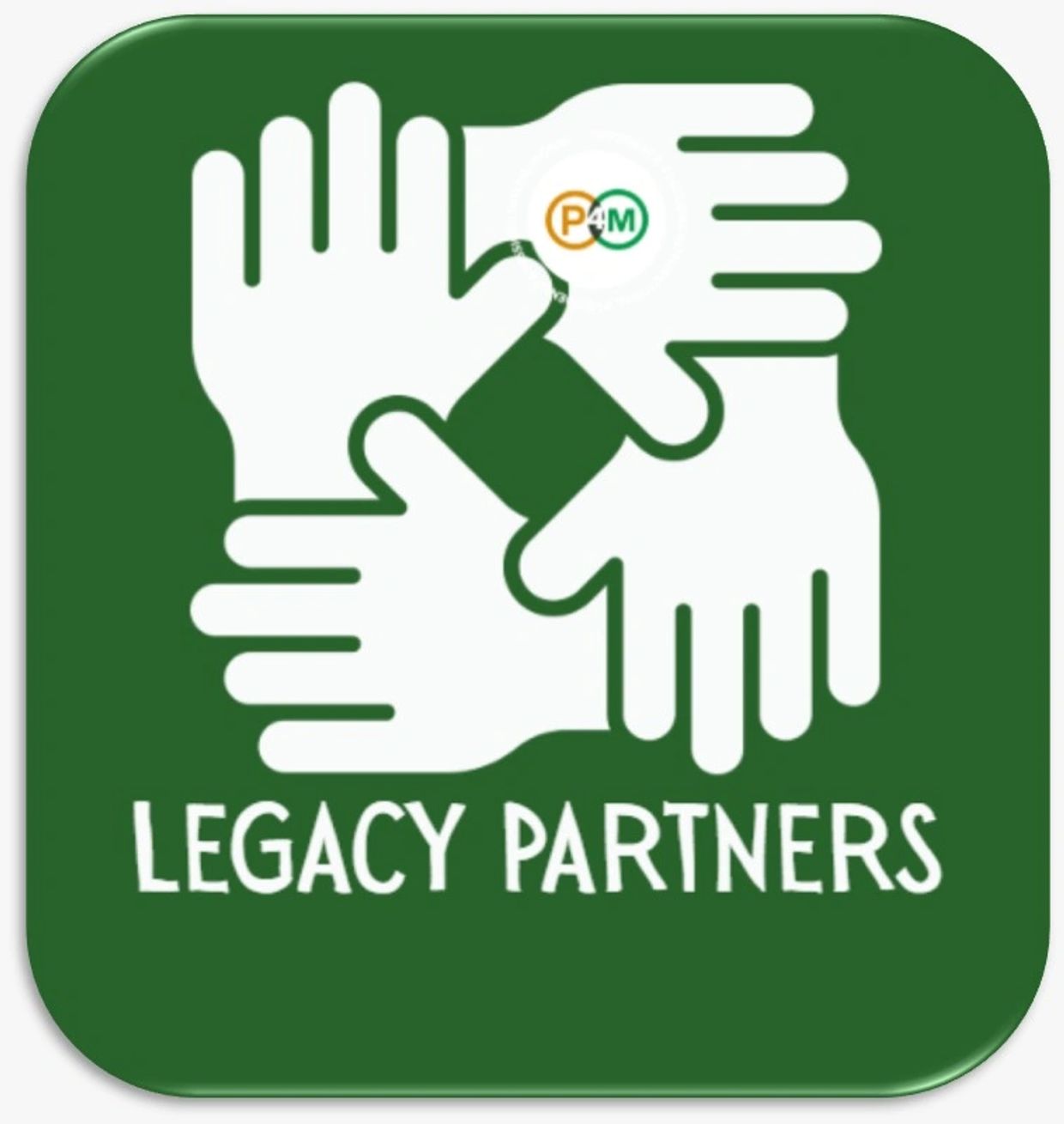 Logo of interconnected hands with 'Legacy Partners' text.