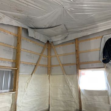 Spray foam insulation in a pole barn