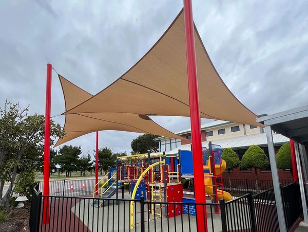 Shade sails over playground
