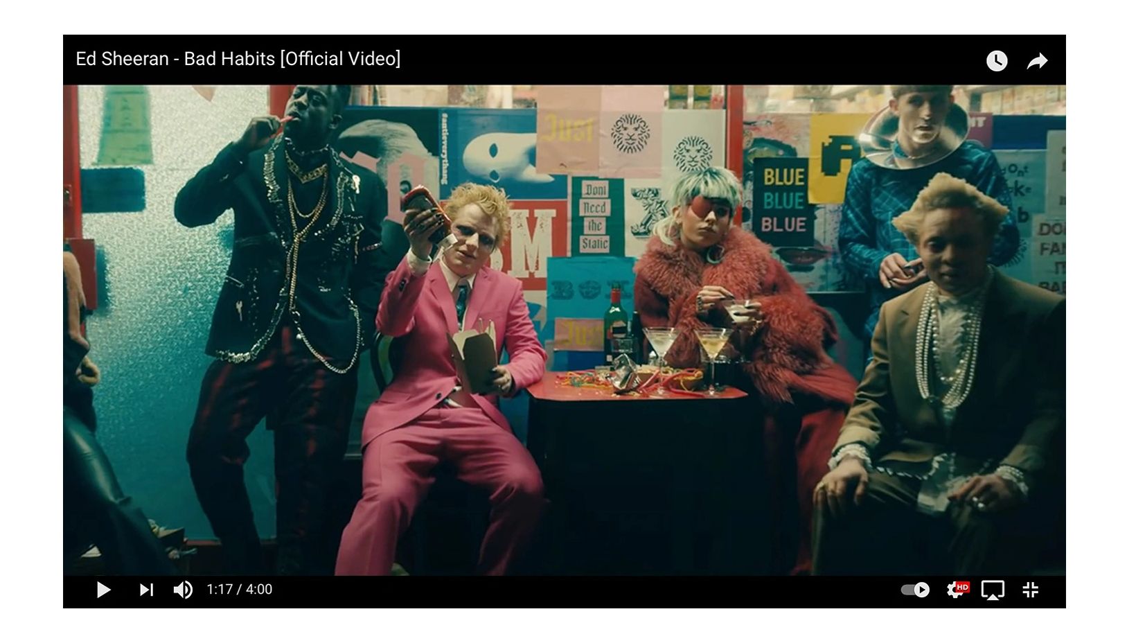 On screen graphic design.
Ed Sheeran video for Bad Habits
