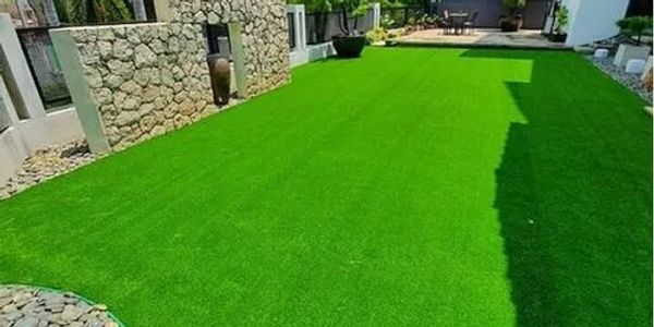 Artificial turf Installed in a back yard. 
