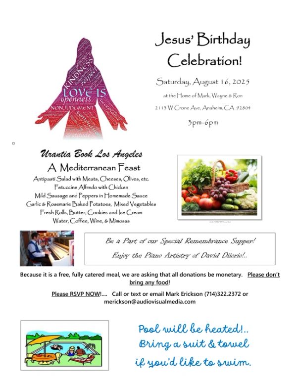 Invitation to Jesus' Birthday Celebration with Mediterranean feast and piano music in Anaheim.