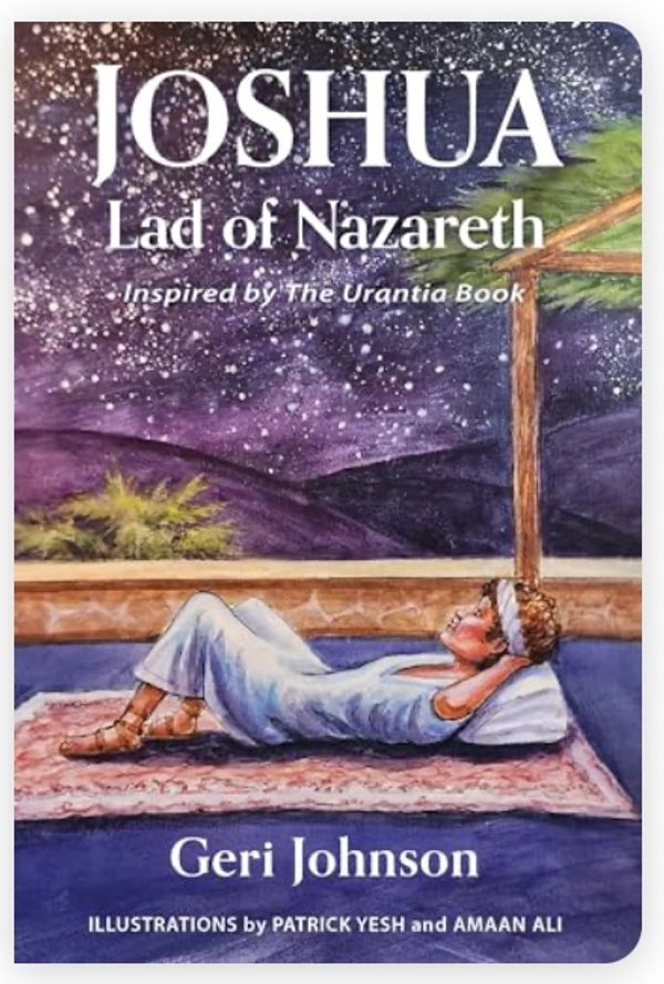 Book cover of 'Joshua Lad of Nazareth' with a reclining figure under a starry sky.