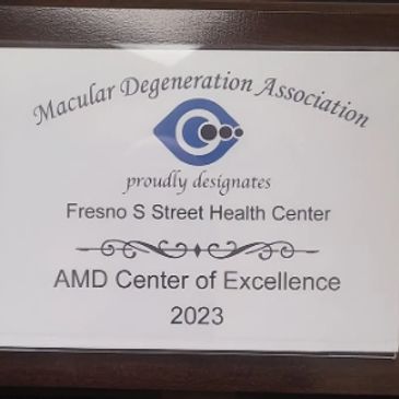 Award from Macular Degeneration Association recognizing Dr. Bock
as an AMD Center of Excellence!