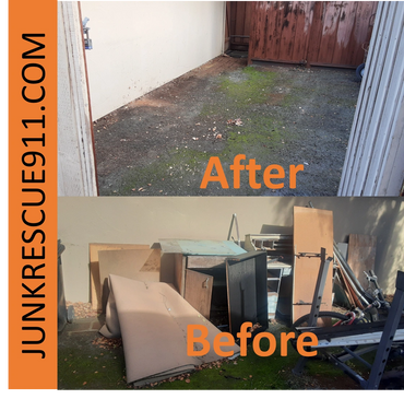 Junk Removal Hollister Before and After picture. Various household items removed.