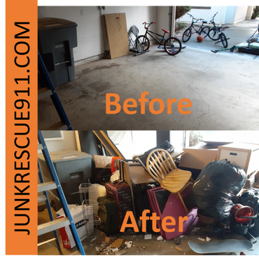 Junk Removal Santa Cruz. Various items removed from Garage. Before and After Picture.