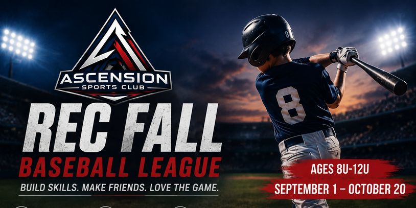 Youth baseball league registration for ages 8-12 from September 1 to October 20.