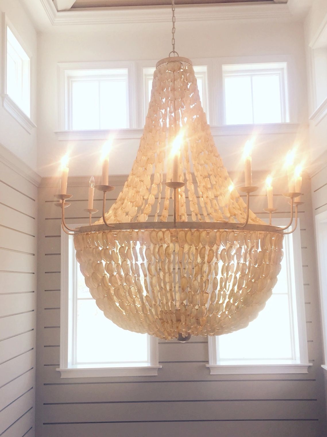Handmade abalone shell custom chandelier 