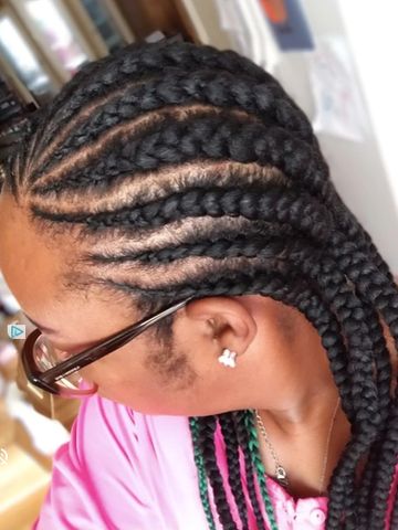 Feed-In braids going straight back with style and precision
