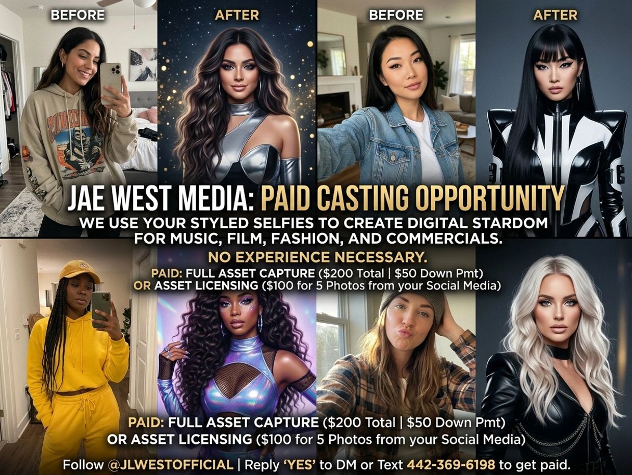 Paid casting opportunity by Jae West Media with digital transformation of selfies.