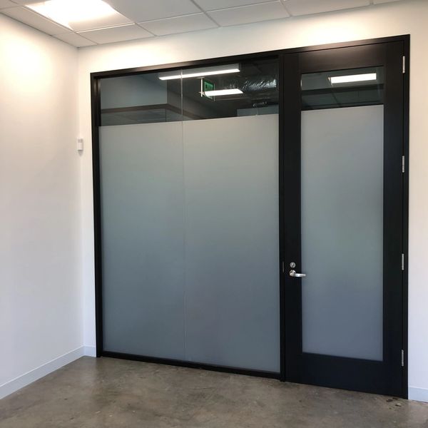 office with white frost window film