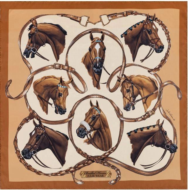 Outfoxed Equestrian Silk Scarf by Julie Wear - Blue — Horse and