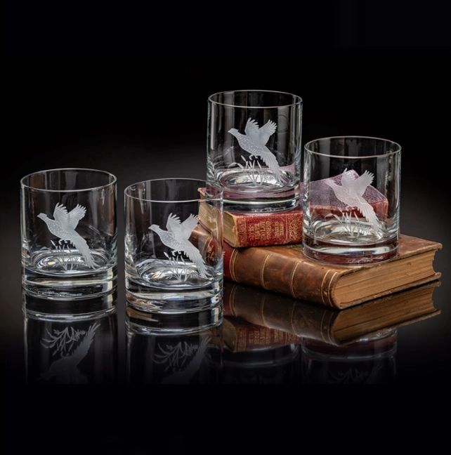 ub02 Old Fashion Glasses (4) Upland Game Birds
